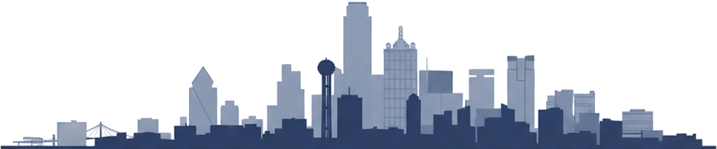 Dallas skyline silhouette, home of Y Street Incubator and the Y'all Street hedge fund ecosystem